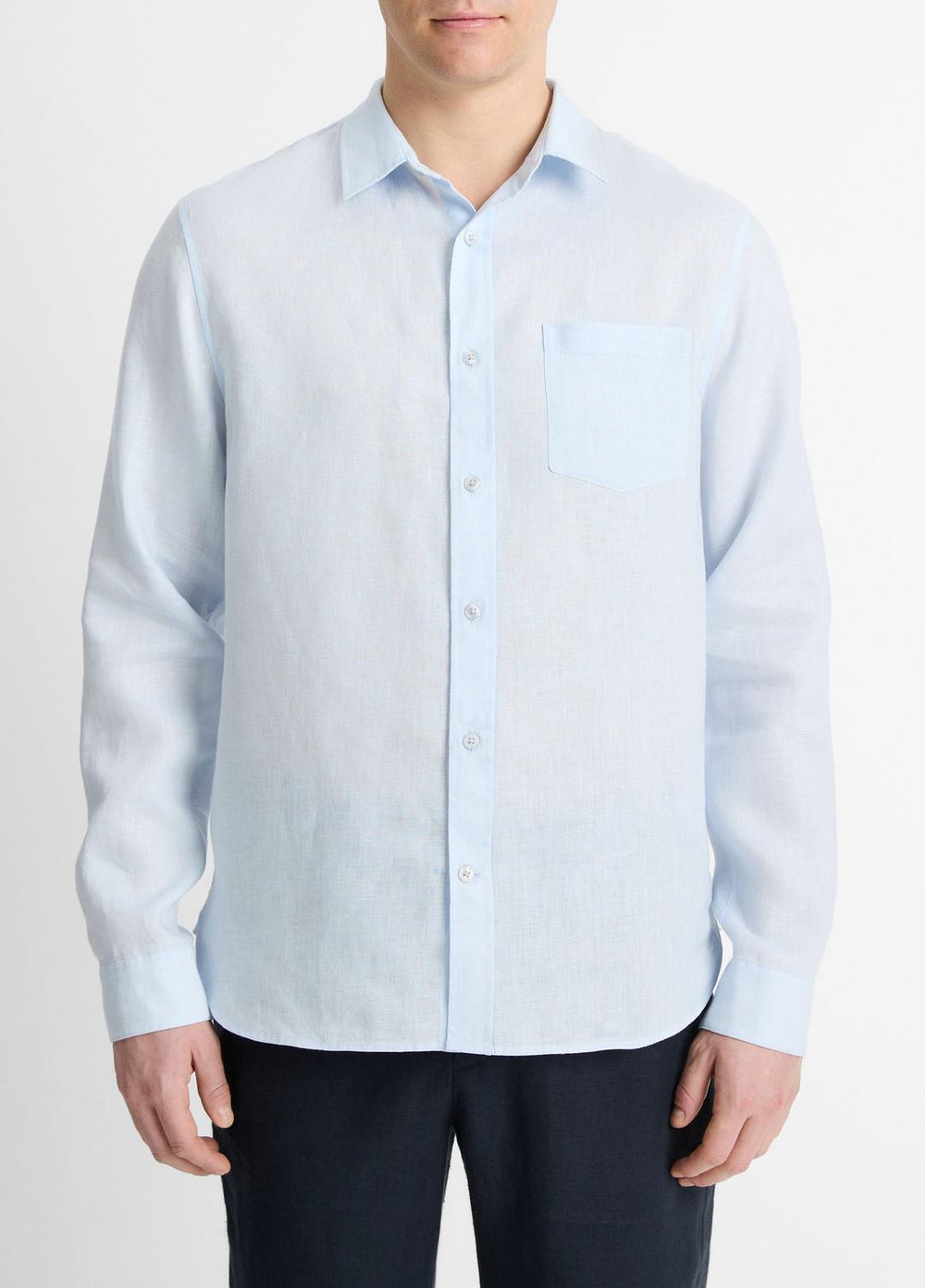 Linen Long-Sleeve Shirt in Long Sleeve - GLACIER