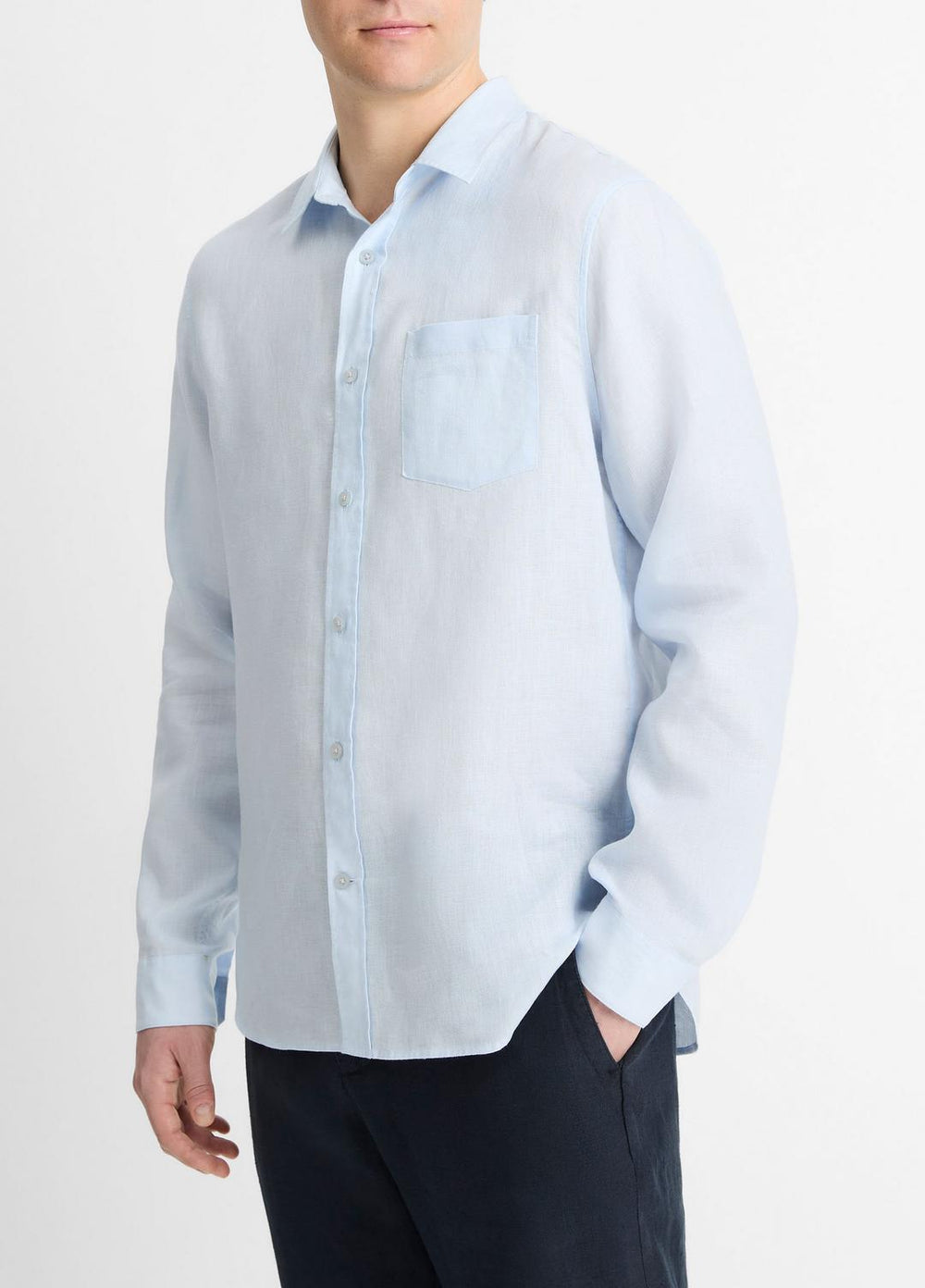 Linen Long-Sleeve Shirt in Long Sleeve - GLACIER