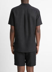 Linen Short-Sleeve Shirt in Short Sleeve - BLACK