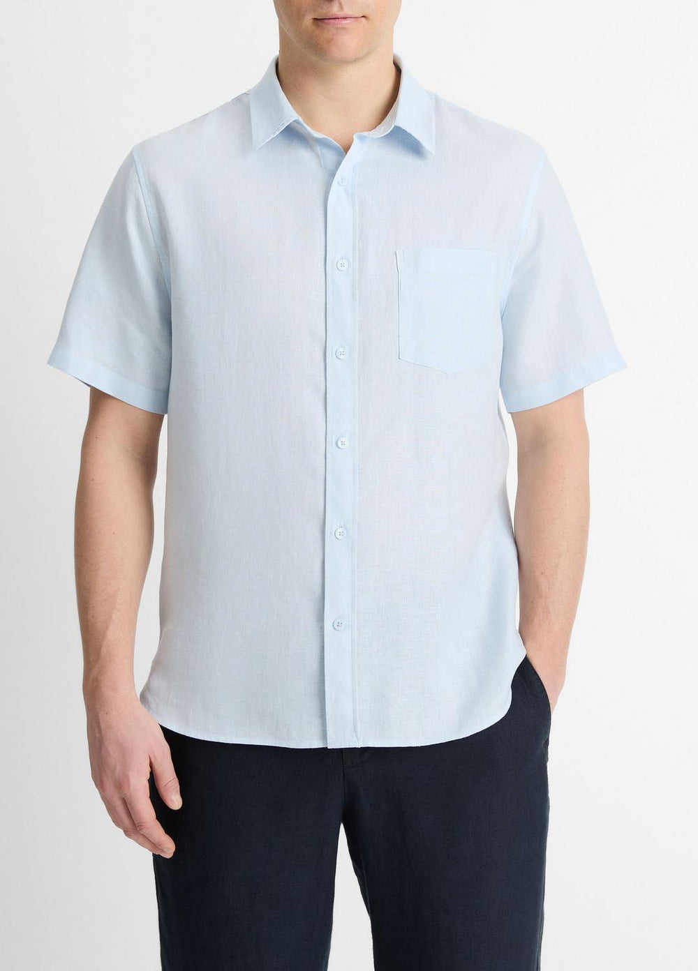 Linen Short-Sleeve Shirt in Short Sleeve - GLACIER
