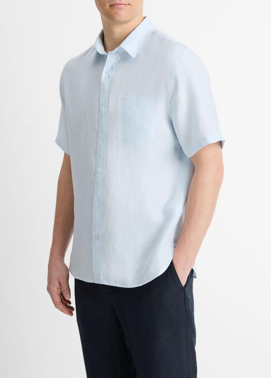 Linen Short-Sleeve Shirt in Short Sleeve - GLACIER