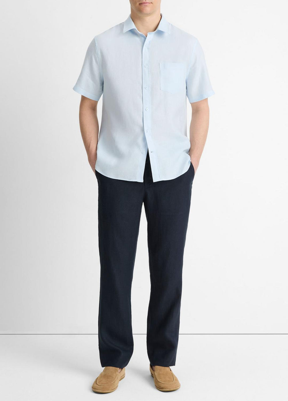 Linen Short-Sleeve Shirt in Short Sleeve - GLACIER