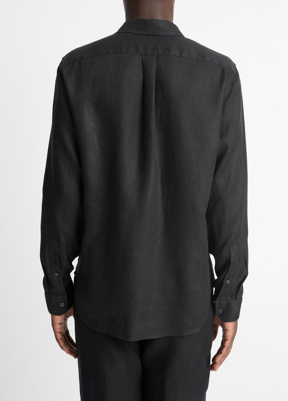 Linen Long-Sleeve Shirt in Long Sleeve - BLACK