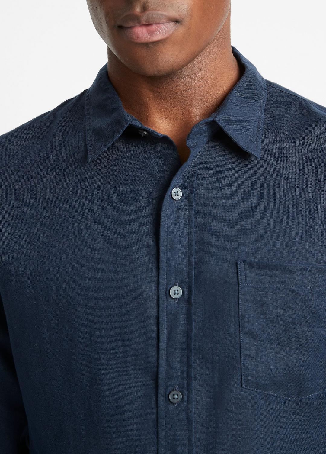 Linen Long-Sleeve Shirt in Long Sleeve - COASTAL BLUE
