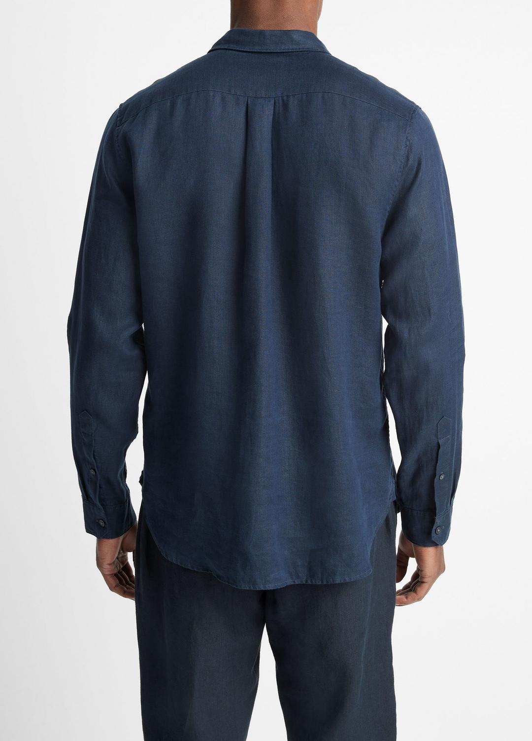 Linen Long-Sleeve Shirt in Long Sleeve - COASTAL BLUE