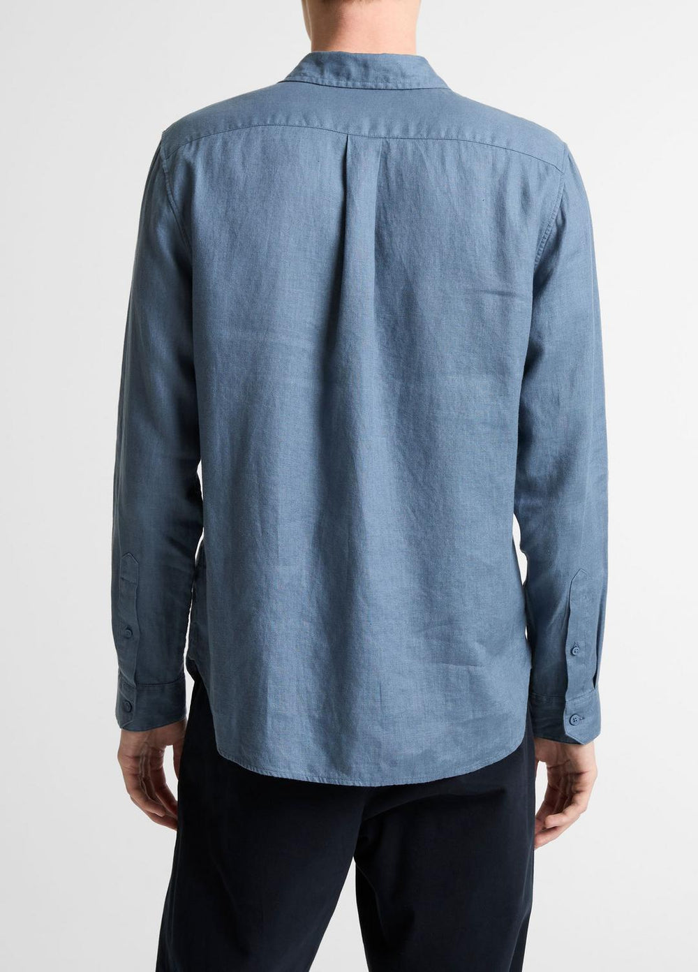 Linen Long-Sleeve Shirt in Long Sleeve - UNIFORM BLUE