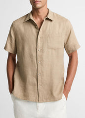 Linen Short-Sleeve Shirt in Long Sleeve - TEAK