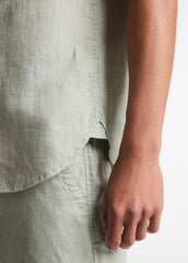 Linen Short-Sleeve Shirt in Long Sleeve - MATCHA