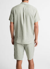 Linen Short-Sleeve Shirt in Long Sleeve - MATCHA