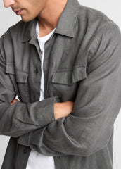 Linen Garage Shirt  in Long Sleeve - SLATE