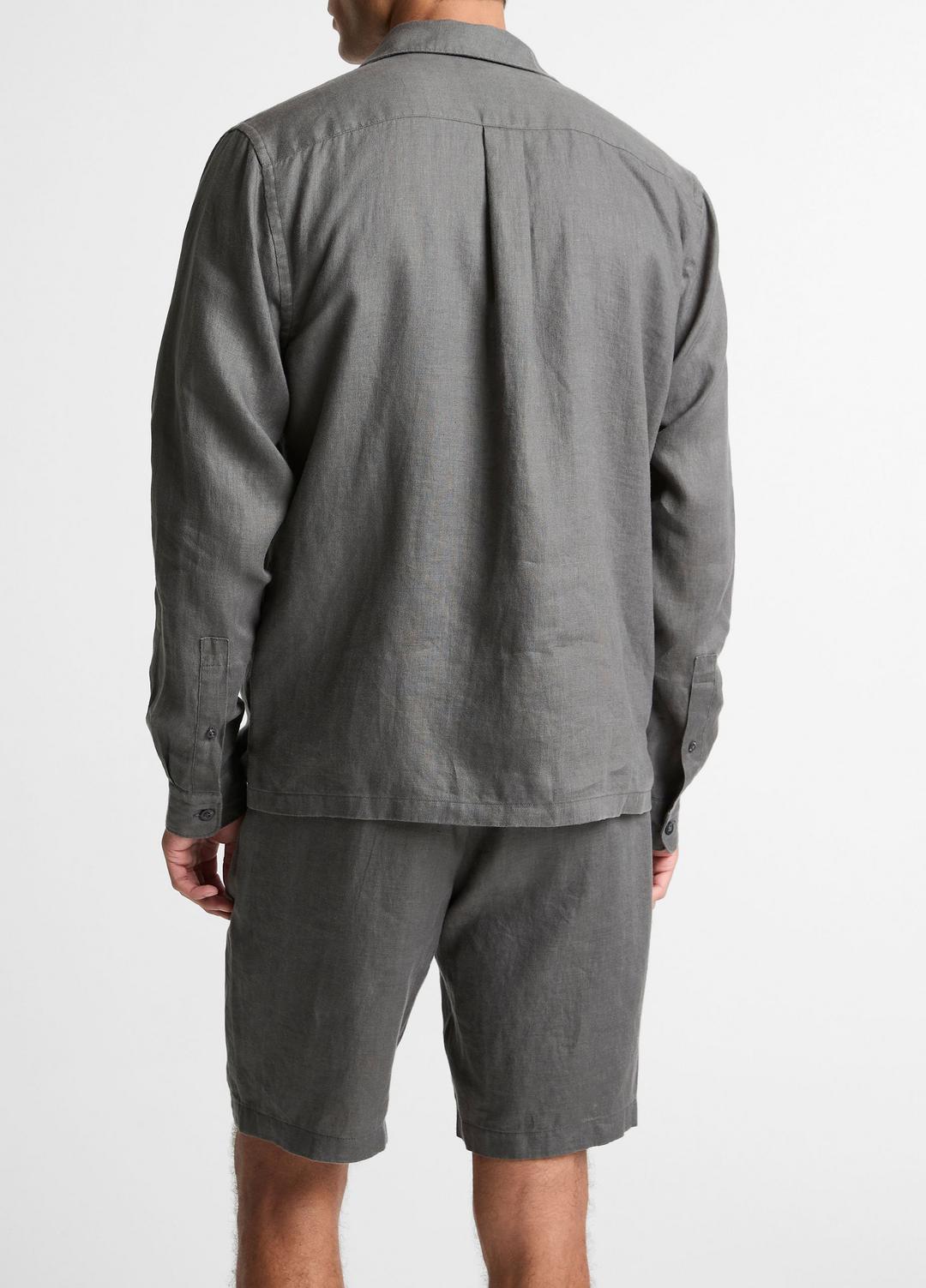 Linen Garage Shirt  in Long Sleeve - SLATE