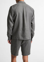 Linen Garage Shirt  in Long Sleeve - SLATE