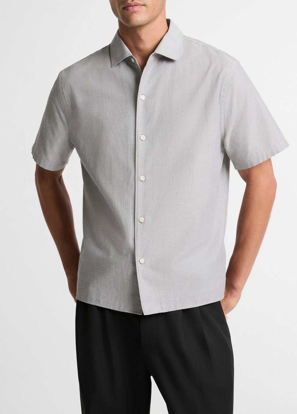 Cotton Short-Sleeve Button-Front Shirt  in Short Sleeve - JET