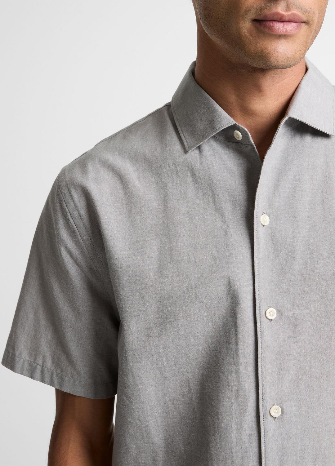 Cotton Short-Sleeve Button-Front Shirt  in Short Sleeve - JET