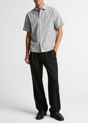 Cotton Short-Sleeve Button-Front Shirt  in Short Sleeve - JET
