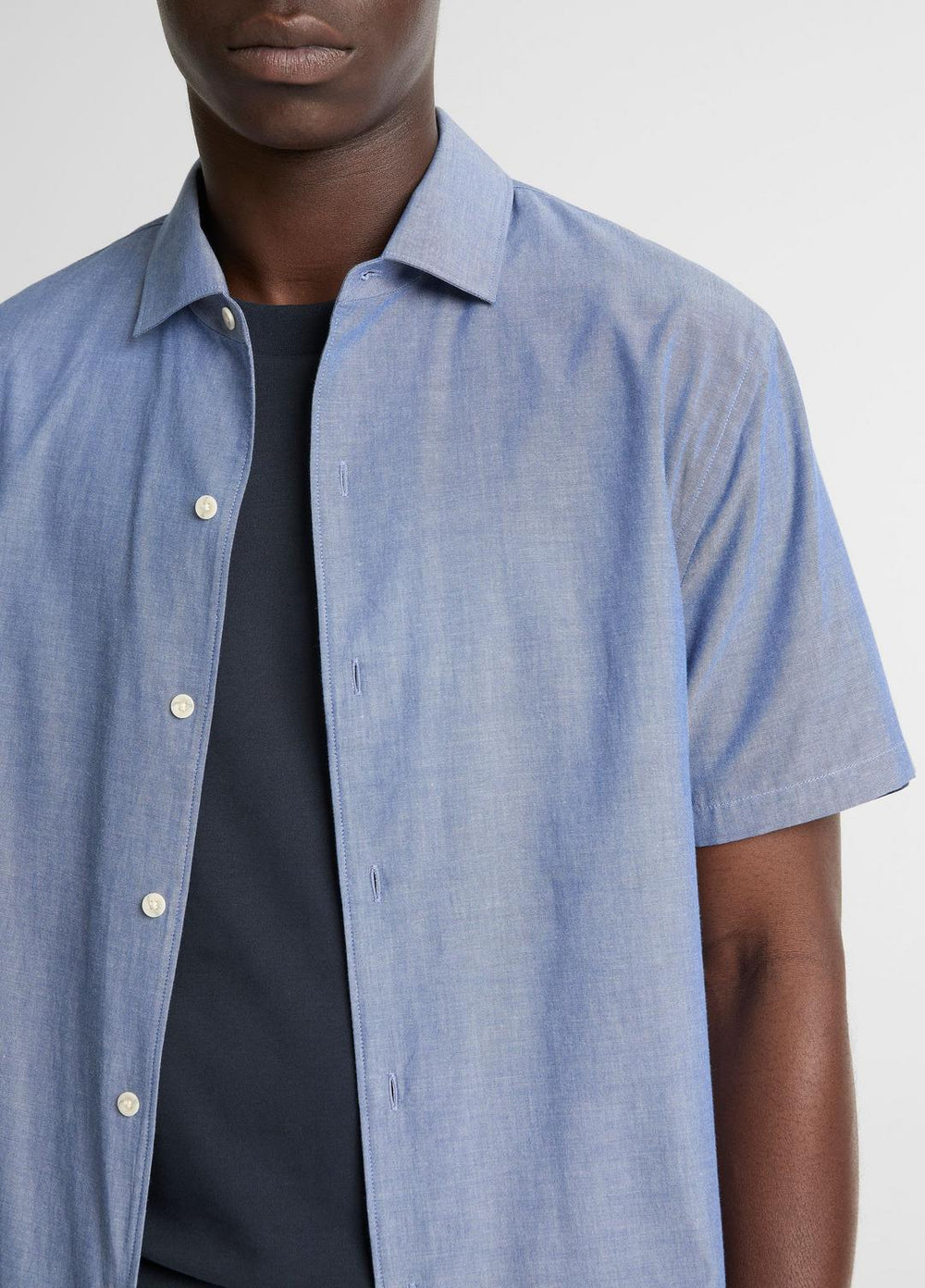 Cotton Short-Sleeve Button-Front Shirt  in Short Sleeve - INDIGO