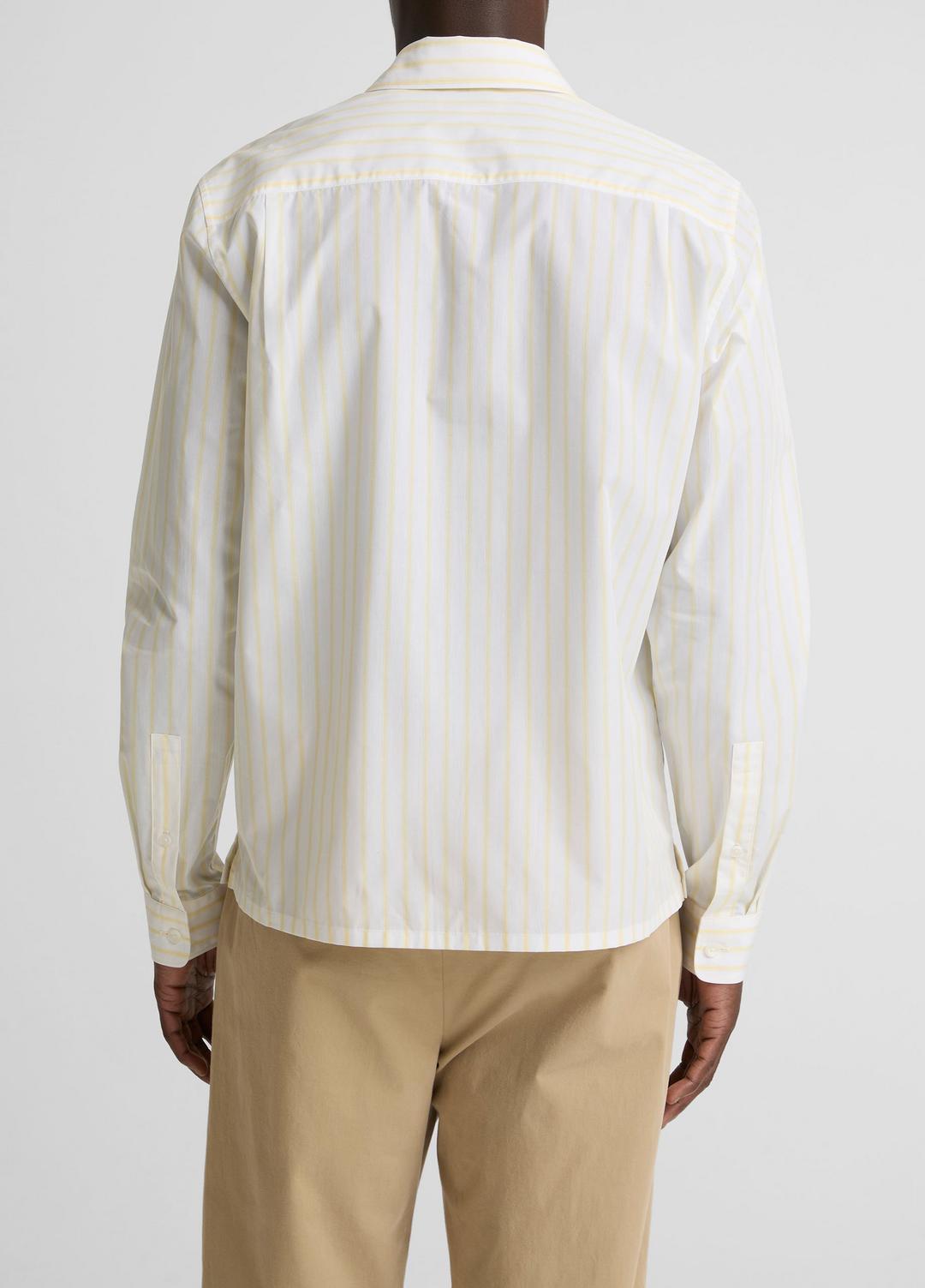 Striped Cotton-Blend Poplin Button-Front Shirt in Long Sleeve - WHITE/PALE YELLOW