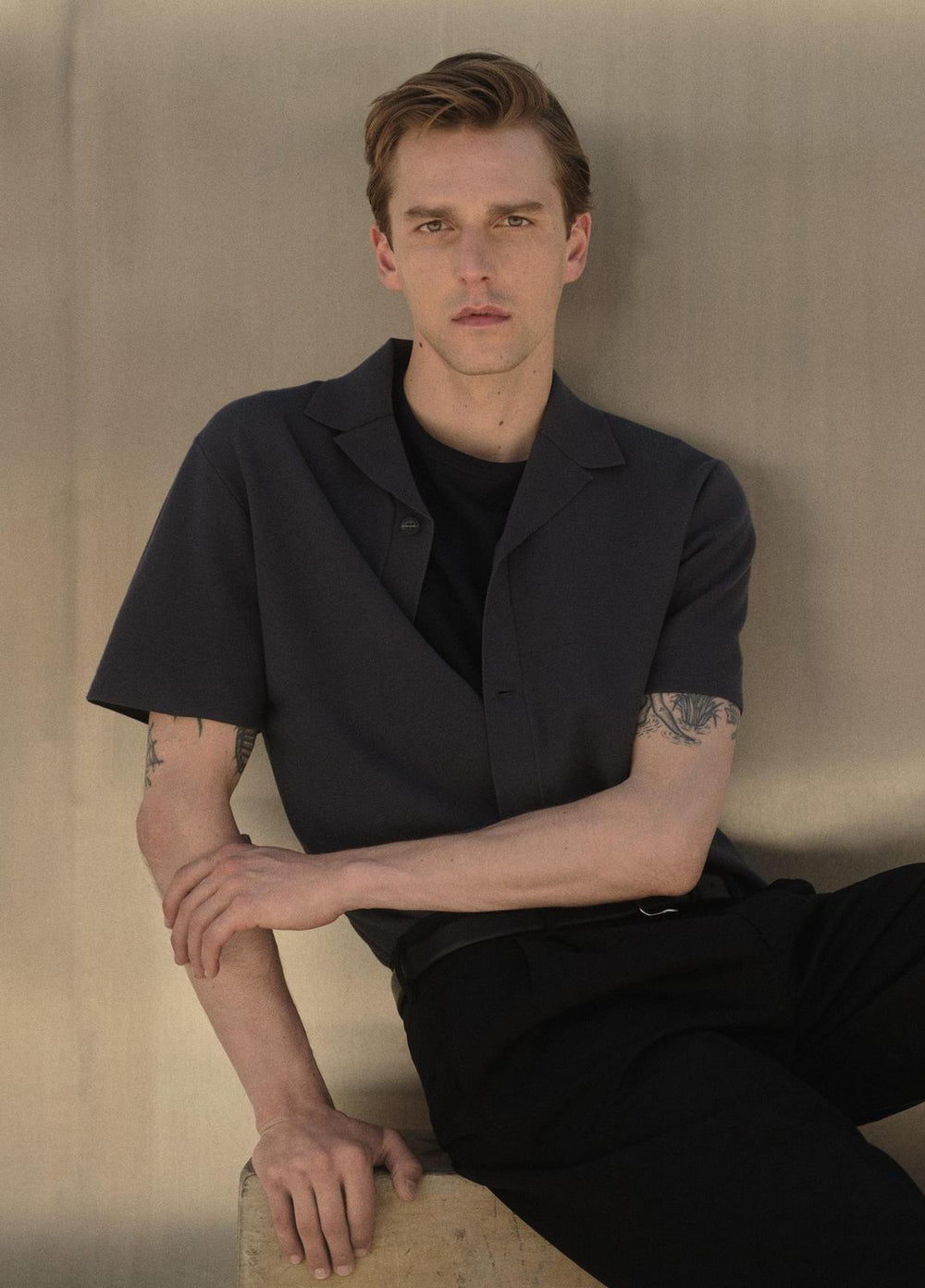 Merino Wool Cabana Shirt  in Short Sleeve - STUDIO