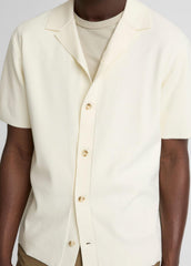 Merino Wool Cabana Shirt  in Short Sleeve - CLASSIC CREAM