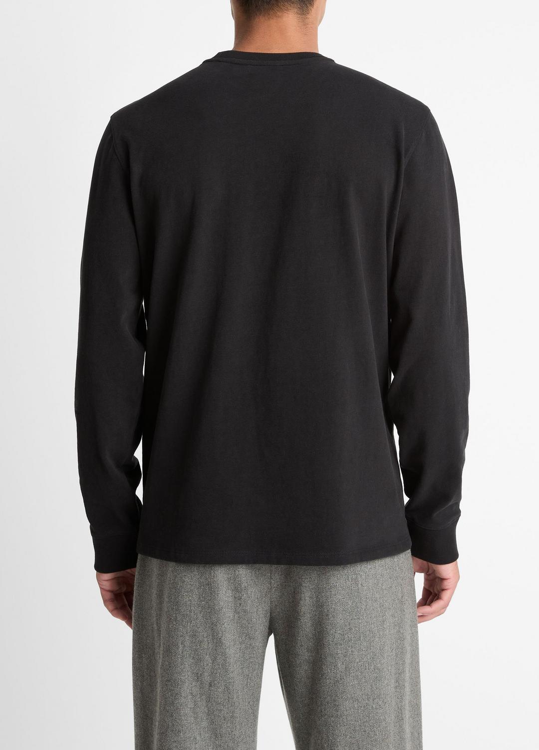 Sueded Jersey Long-Sleeve Pocket T-Shirt in Long Sleeve - BLACK