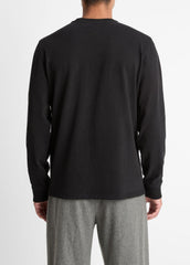 Sueded Jersey Long-Sleeve Pocket T-Shirt in Long Sleeve - BLACK