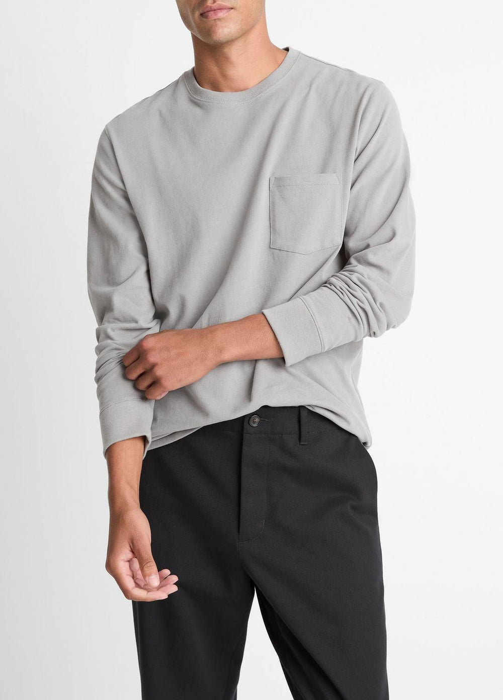 Sueded Jersey Long-Sleeve Pocket T-Shirt in Long Sleeve - HEATHER MOUSE