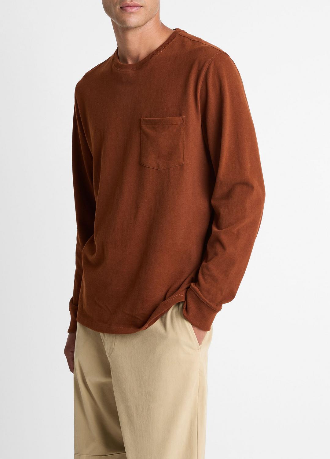 Sueded Jersey Long-Sleeve Pocket T-Shirt in Long Sleeve - COPPERHEAD