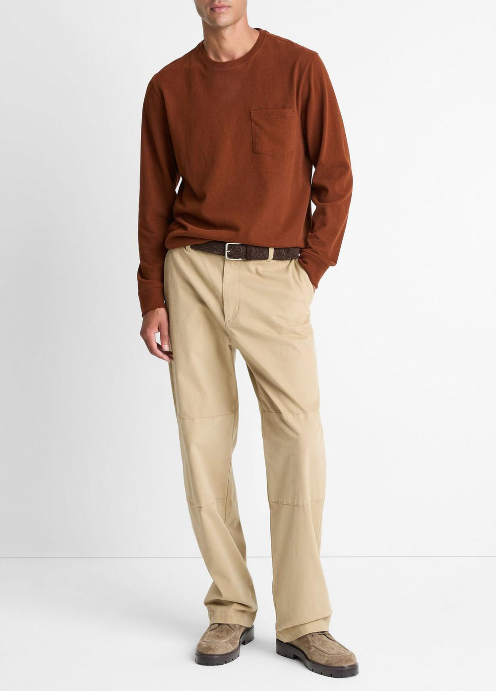 Sueded Jersey Long-Sleeve Pocket T-Shirt in Long Sleeve - COPPERHEAD