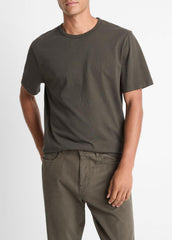 Garment Dye Cotton T-Shirt in Short Sleeve - WASHED DARK LEAF