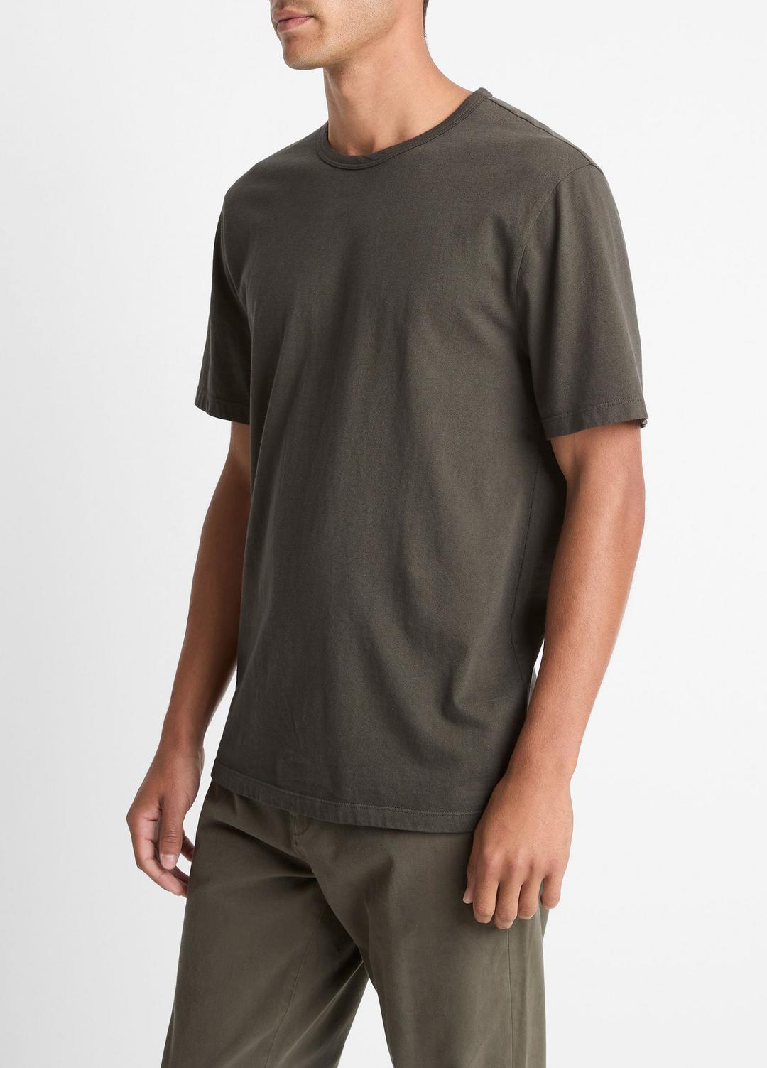 Garment Dye Cotton T-Shirt in Short Sleeve - WASHED DARK LEAF