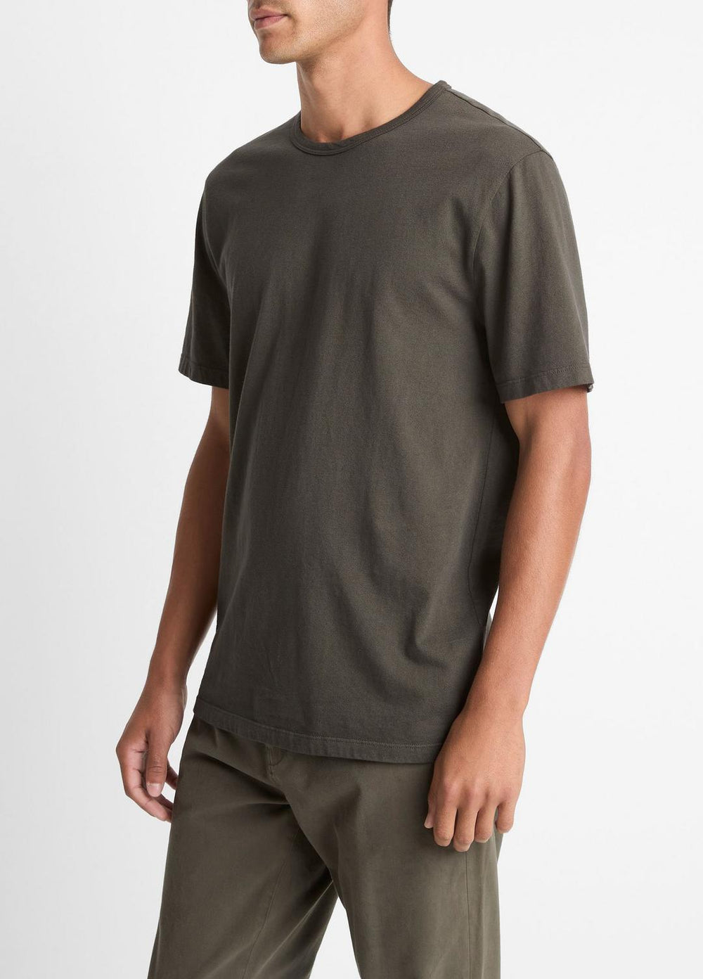Garment Dye Cotton T-Shirt in Short Sleeve - WASHED DARK LEAF