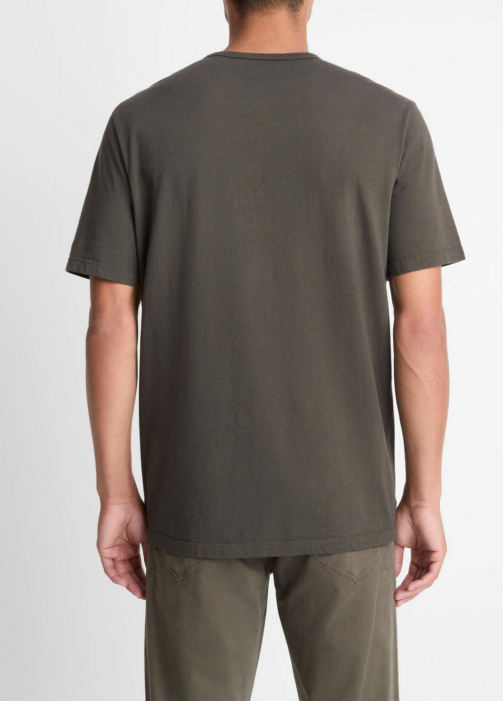 Garment Dye Cotton T-Shirt in Short Sleeve - WASHED DARK LEAF