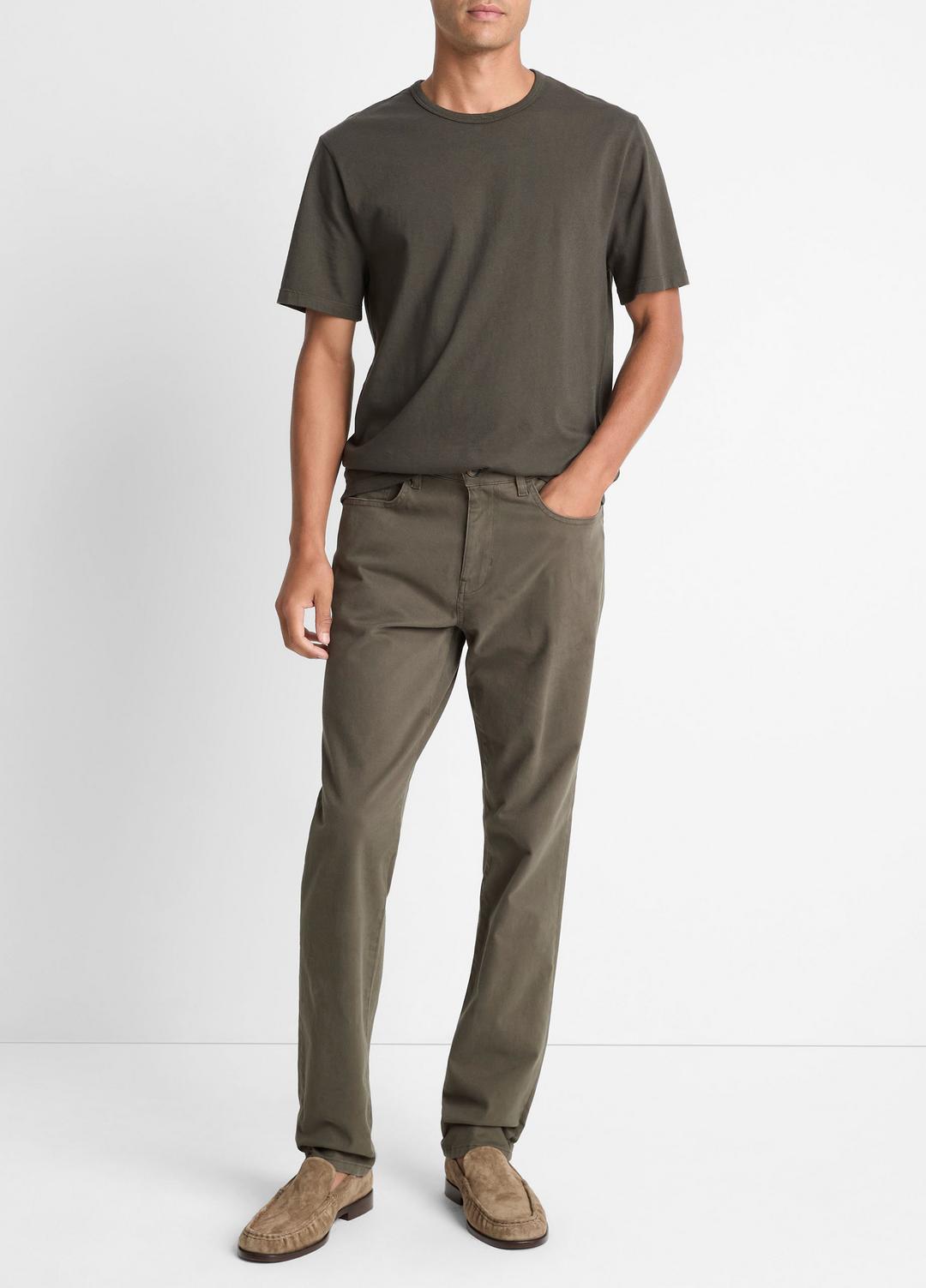 Garment Dye Cotton T-Shirt in Short Sleeve - WASHED DARK LEAF