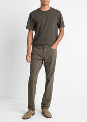 Garment Dye Cotton T-Shirt in Short Sleeve - WASHED DARK LEAF