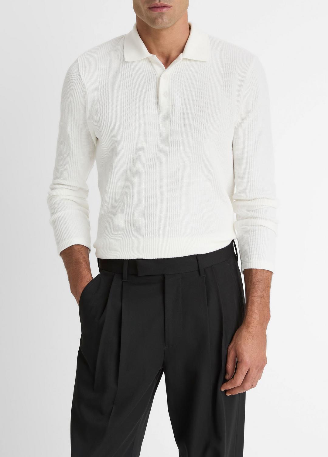 Variegated Cotton Polo Shirt in Henleys & Polos - OFF WHITE