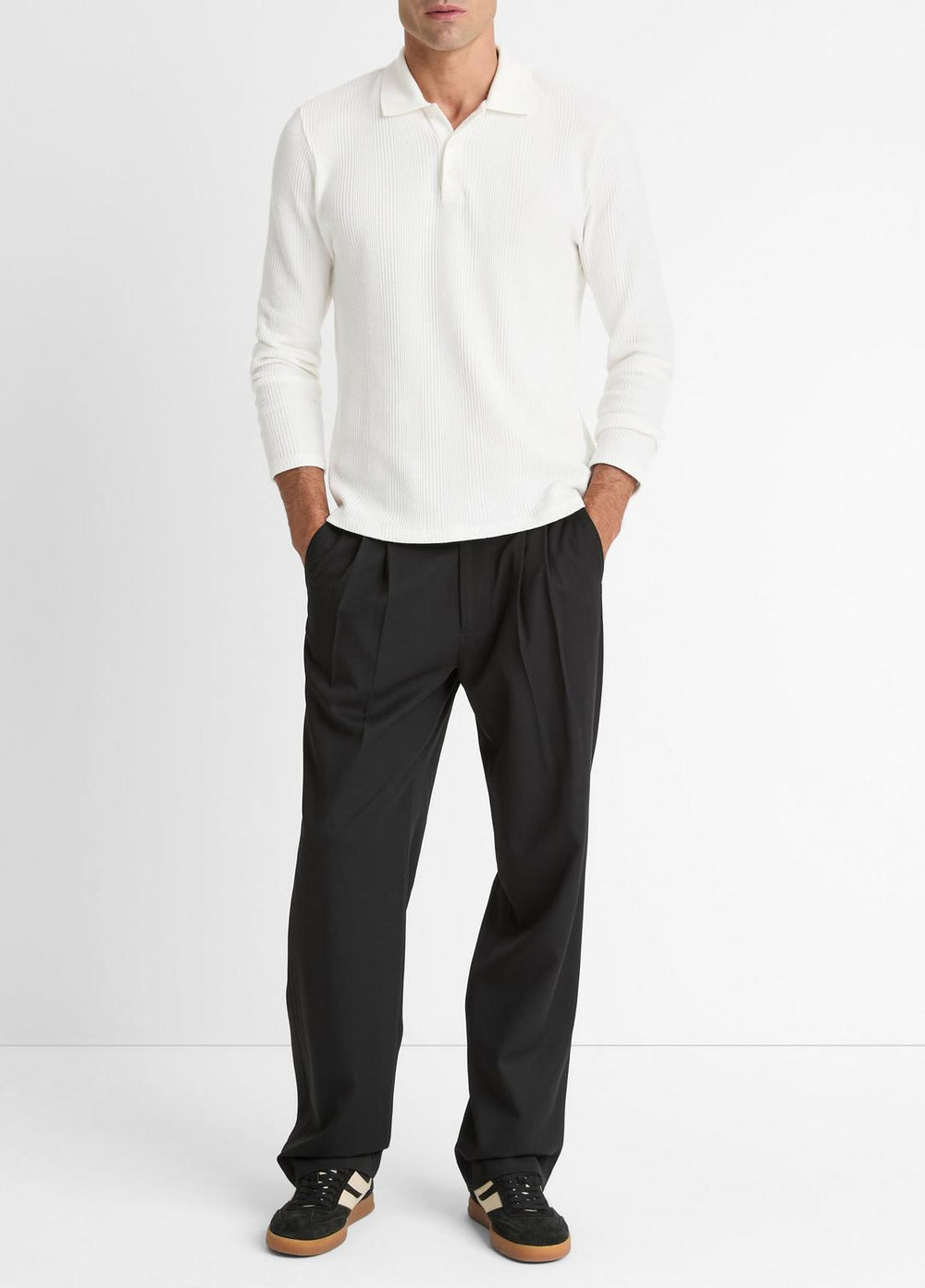 Variegated Cotton Polo Shirt in Henleys & Polos - OFF WHITE