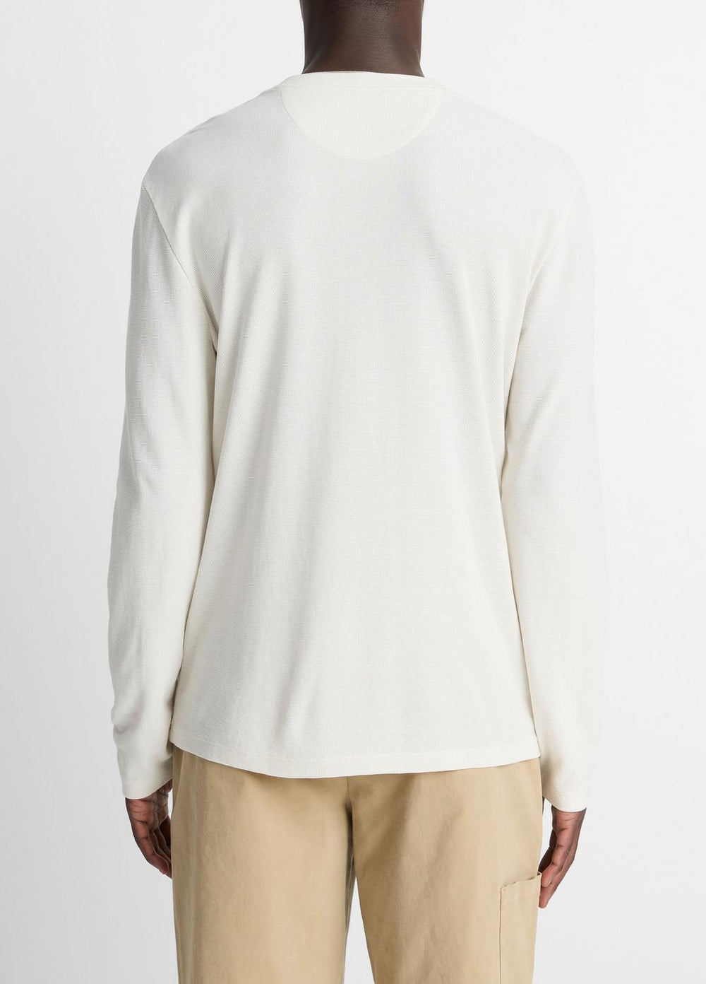Micro-Waffle Pima Cotton Double-Collar Long-Sleeve T-Shirt in Long Sleeve - BLANCO/TERRAPIN