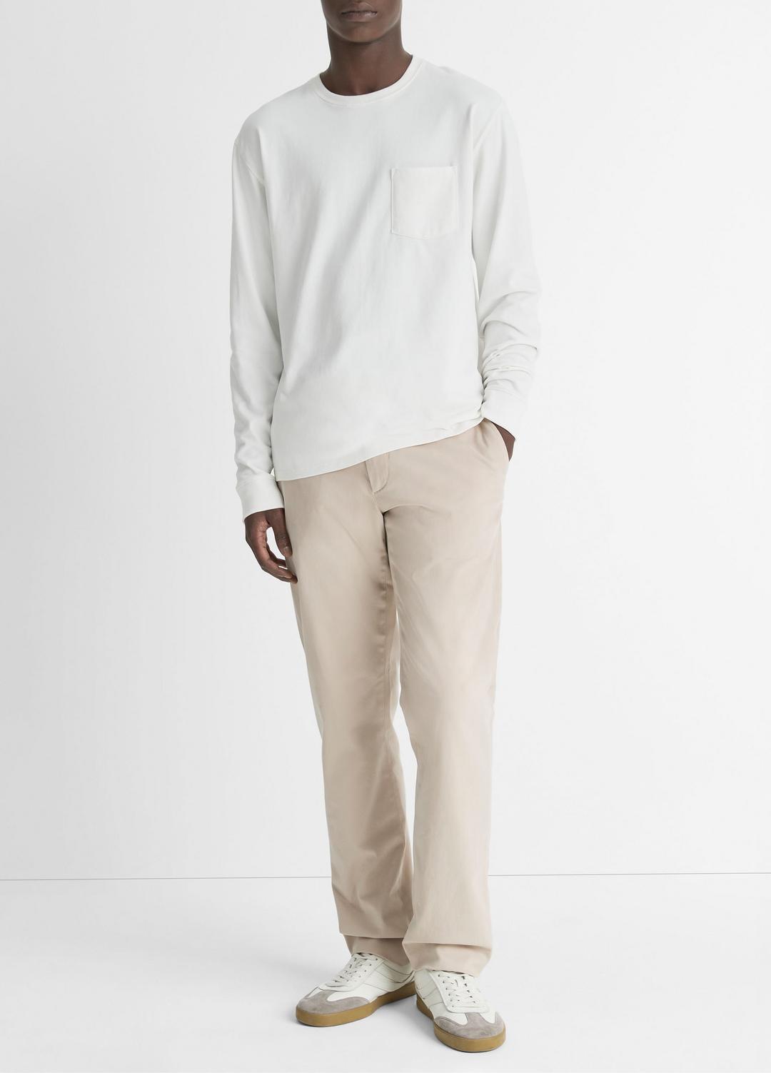 Sueded Jersey Long-Sleeve Pocket T-Shirt in Long Sleeve - OFF WHITE