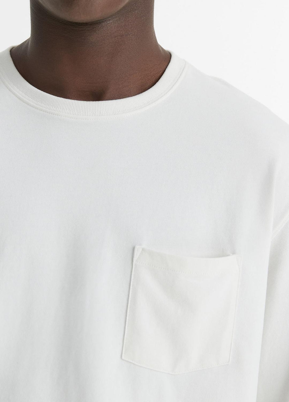 Sueded Jersey Long-Sleeve Pocket T-Shirt in Long Sleeve - OFF WHITE