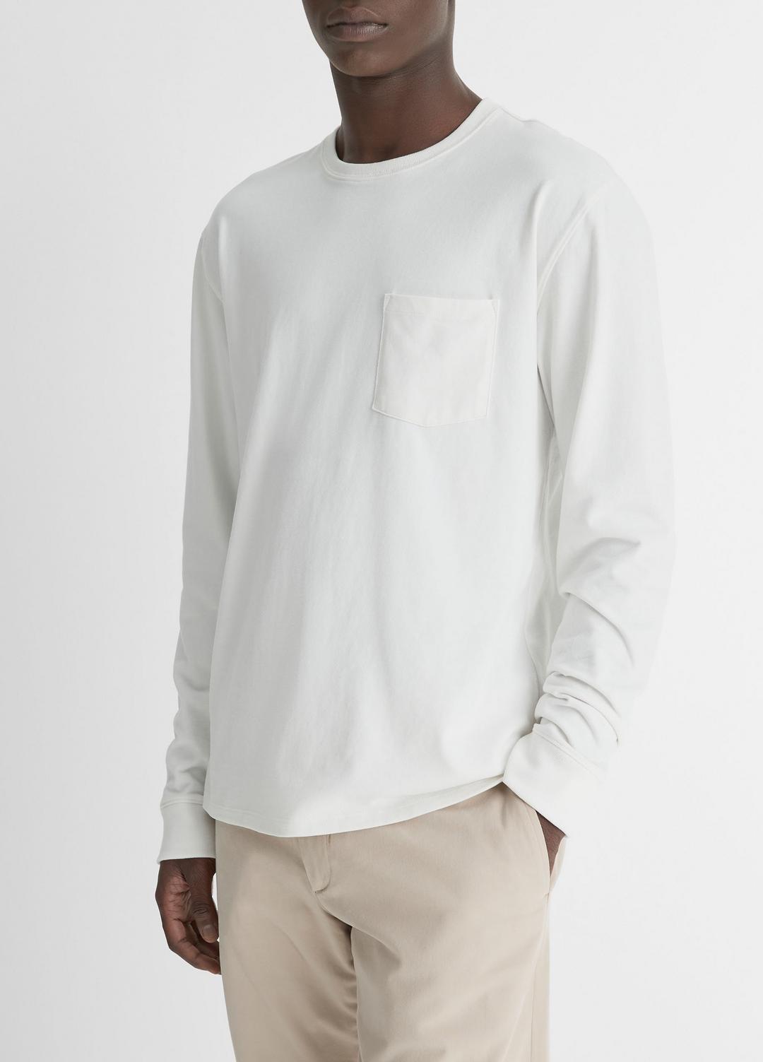 Sueded Jersey Long-Sleeve Pocket T-Shirt in Long Sleeve - OFF WHITE