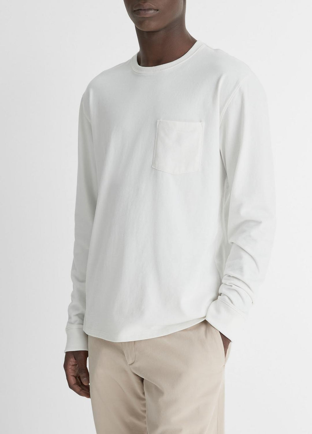 Sueded Jersey Long-Sleeve Pocket T-Shirt in Long Sleeve - OFF WHITE