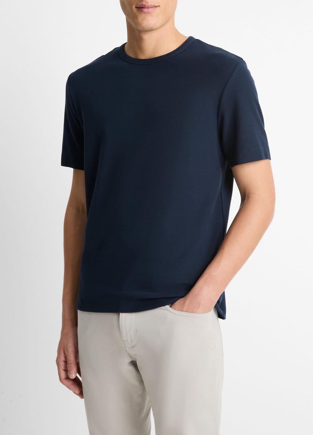 Pima Cotton Piqué Crew Neck T-Shirt in Short Sleeve - COASTAL BLUE