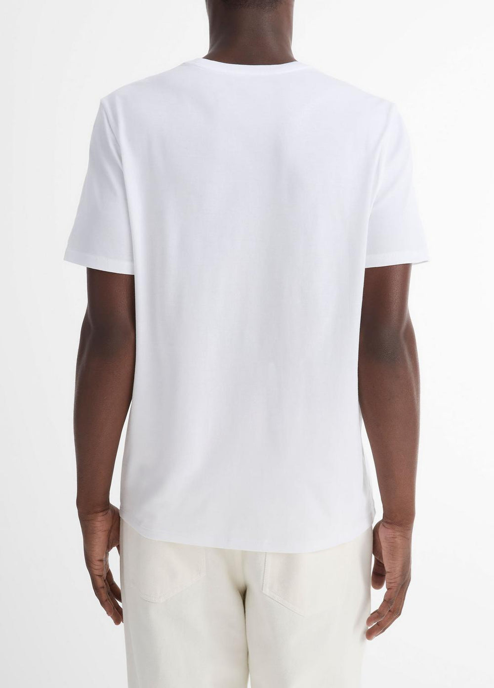 Pima Cotton Crew Neck T-Shirt in Short Sleeve - OPTIC WHITE