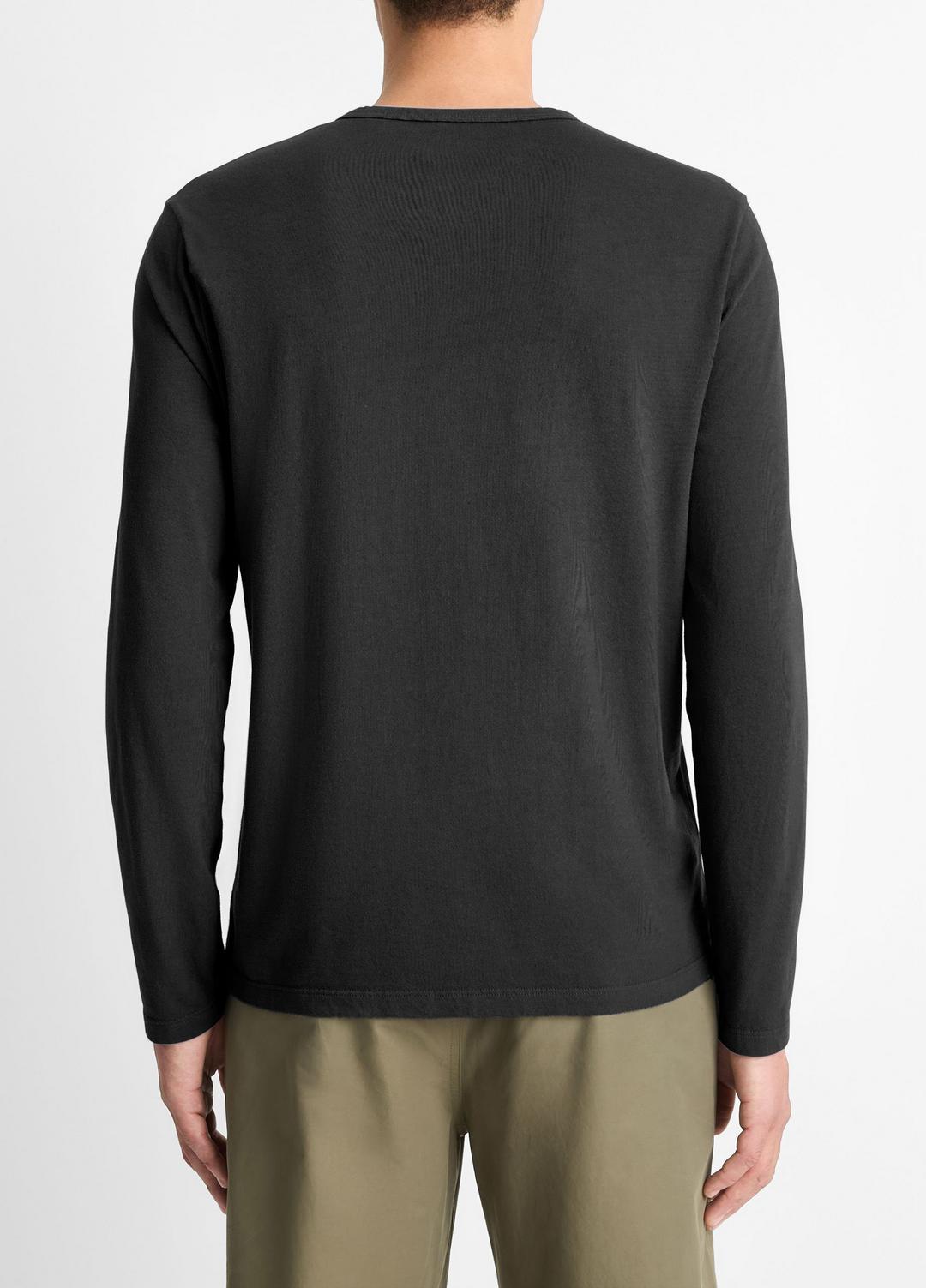 Garment Dye Cotton Long-Sleeve Henley in Henleys & Polos - TRUE BLACK