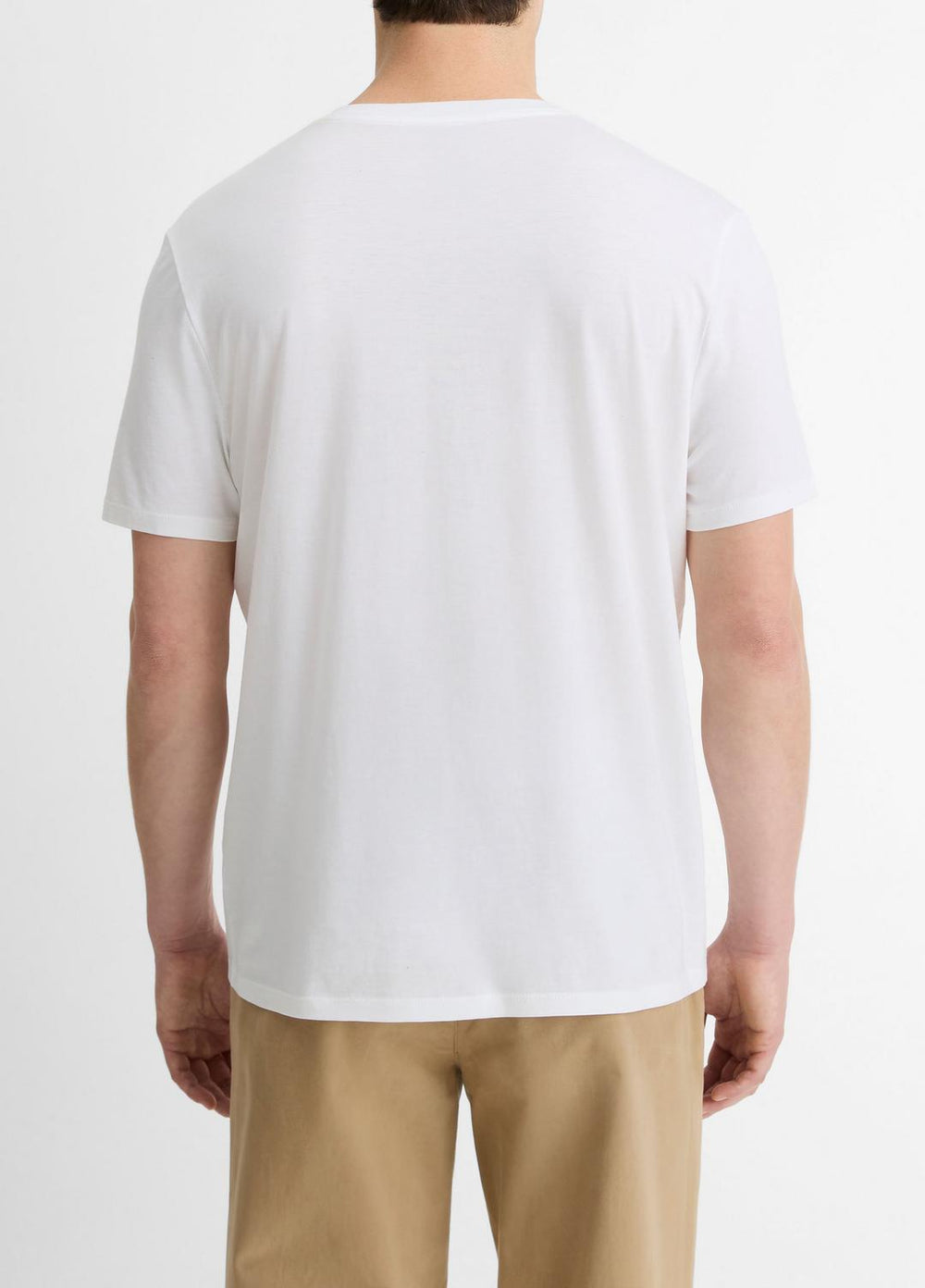 Pima Cotton V-Neck T-Shirt in Short Sleeve - OPTIC WHITE