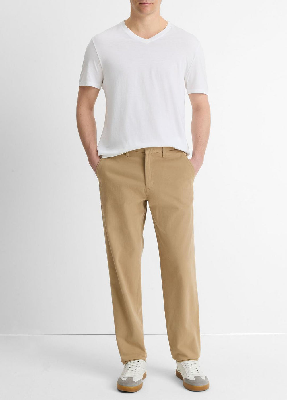 Pima Cotton V-Neck T-Shirt in Short Sleeve - OPTIC WHITE