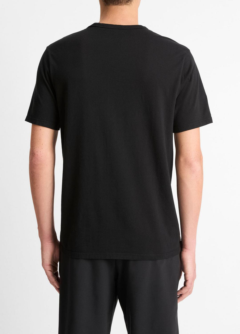 Garment Dye Cotton T-Shirt in Short Sleeve - TRUE BLACK