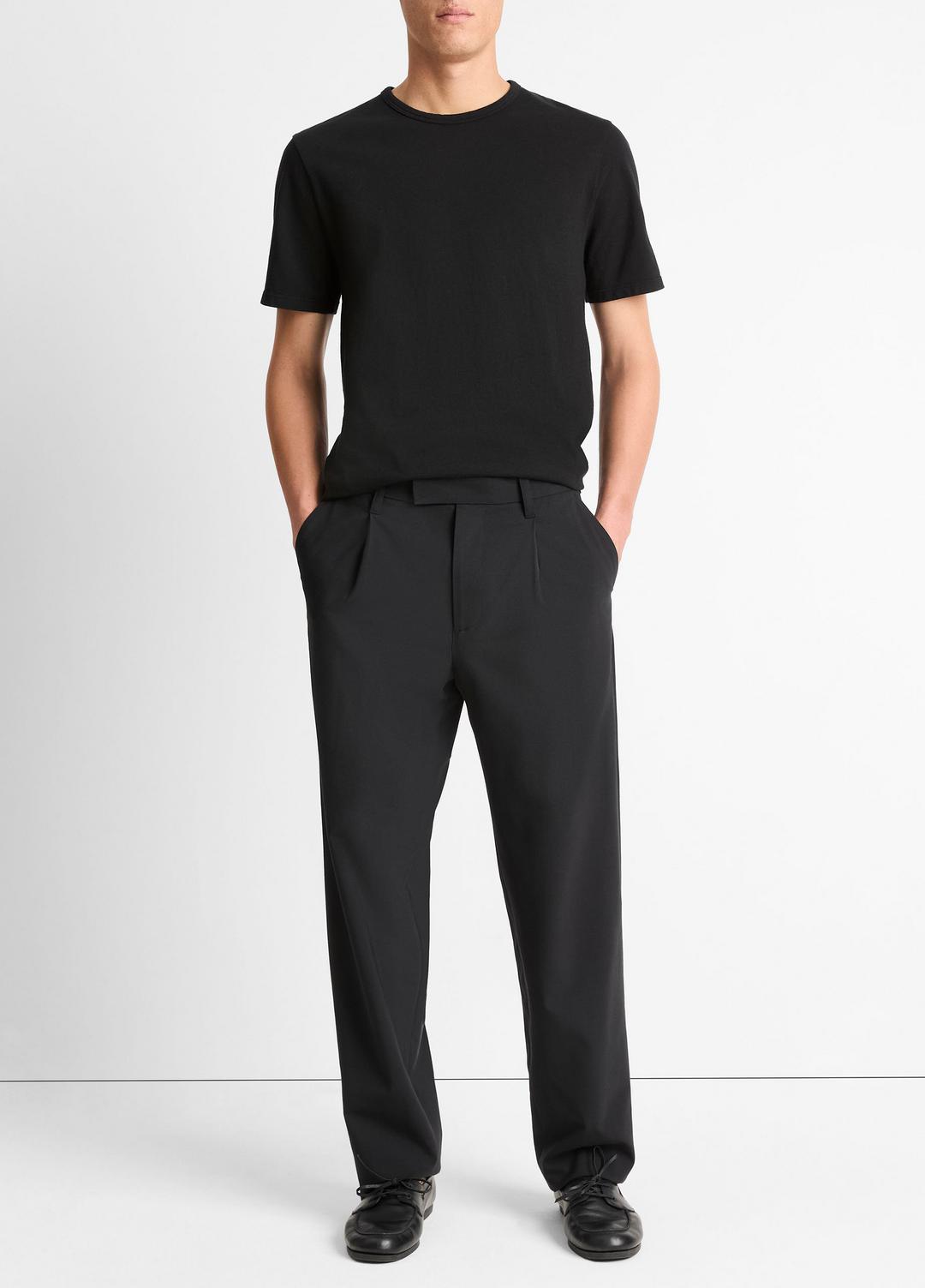 Garment Dye Cotton T-Shirt in Short Sleeve - TRUE BLACK