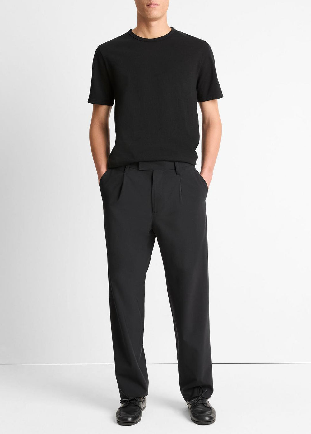Garment Dye Cotton T-Shirt in Short Sleeve - TRUE BLACK