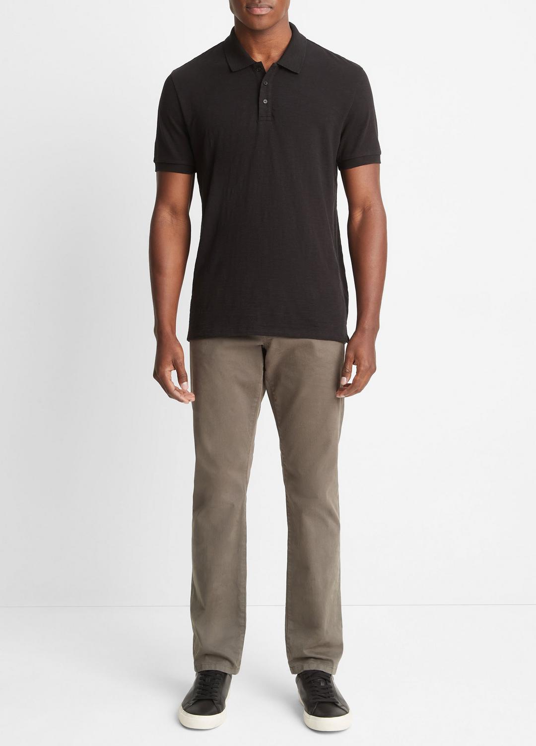 Classic Slub Polo Shirt in Henleys & Polos - BLACK